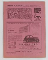 Football programme - Romford FC v Hayes 10th April 1937 Athenian League 1st Divn
