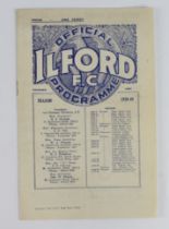 Football programme - Ilford v Romford 31 August 1939 South Essex Charity Competition