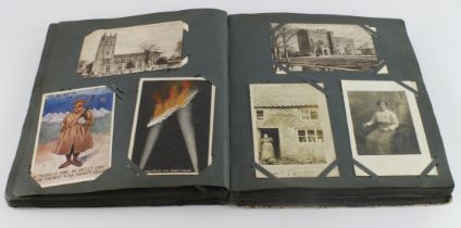 Distressed album containing original selection, better noted, worth a look   (approx 243 cards)