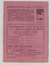 Football programme - Romford FC v Chesham United 15th Jan 1938 FA Amateur Cup 1st Rnd