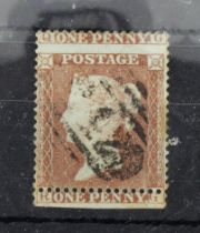 GB - QV 1854/7 1d red-brown perf 16, SG17, Misperforation shift upwards, so that 'One Penny' appears