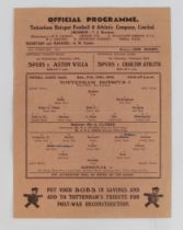 Football programme Tottenham v Arsenal 16th Feb 1946 F/L South single sheet