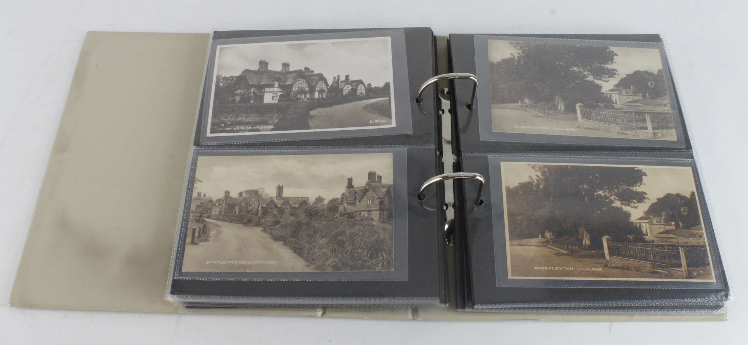 Suffolk, Somerleyton: Collection in an album of Somerleyton village inc buildings, roads, staithe