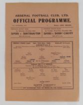 Football programme Arsenal v Notts Forest 15th Dec 1945 F/L South singel sheet