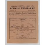 Football programme Arsenal v Tottenham 9th Feb 1946 F/L South single sheet