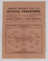 Football programme Arsenal v Chelsea 9th March 1946 F/L South single sheet