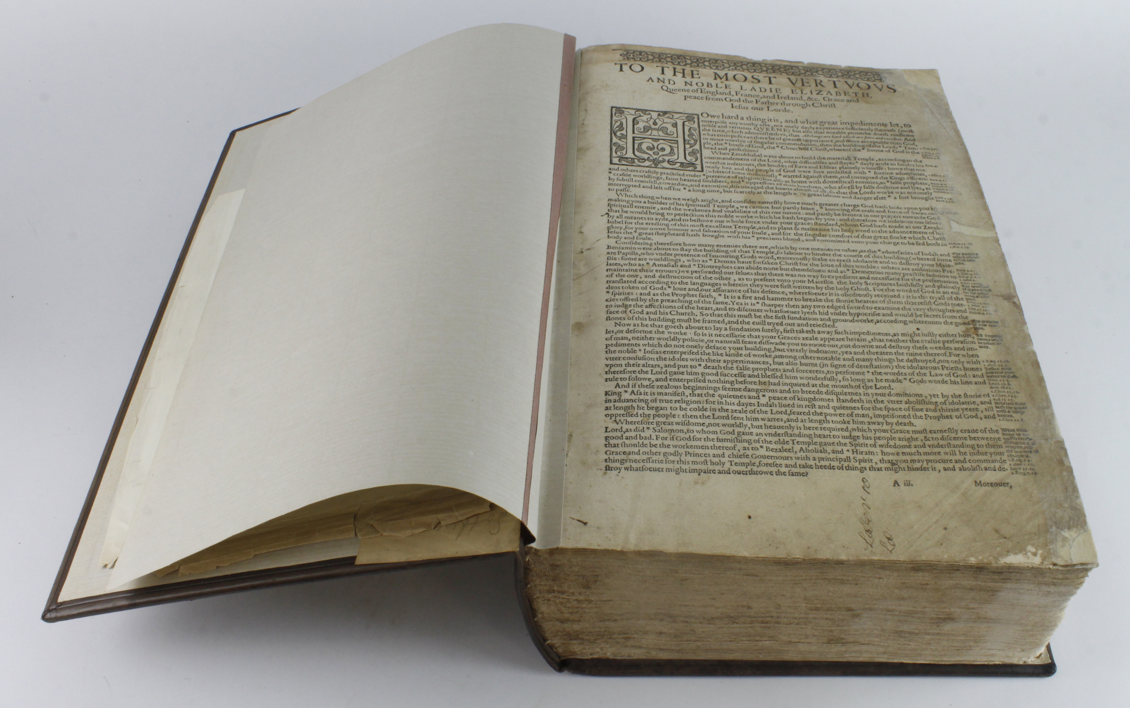 Geneva Bible, Imprinted by Christopher Barker, circa 1583, lacking title (volume starts Aiii), New - Image 2 of 4