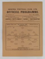 Football programme Arsenal v Portsmouth 8th Dec 1945 F/L South single sheet