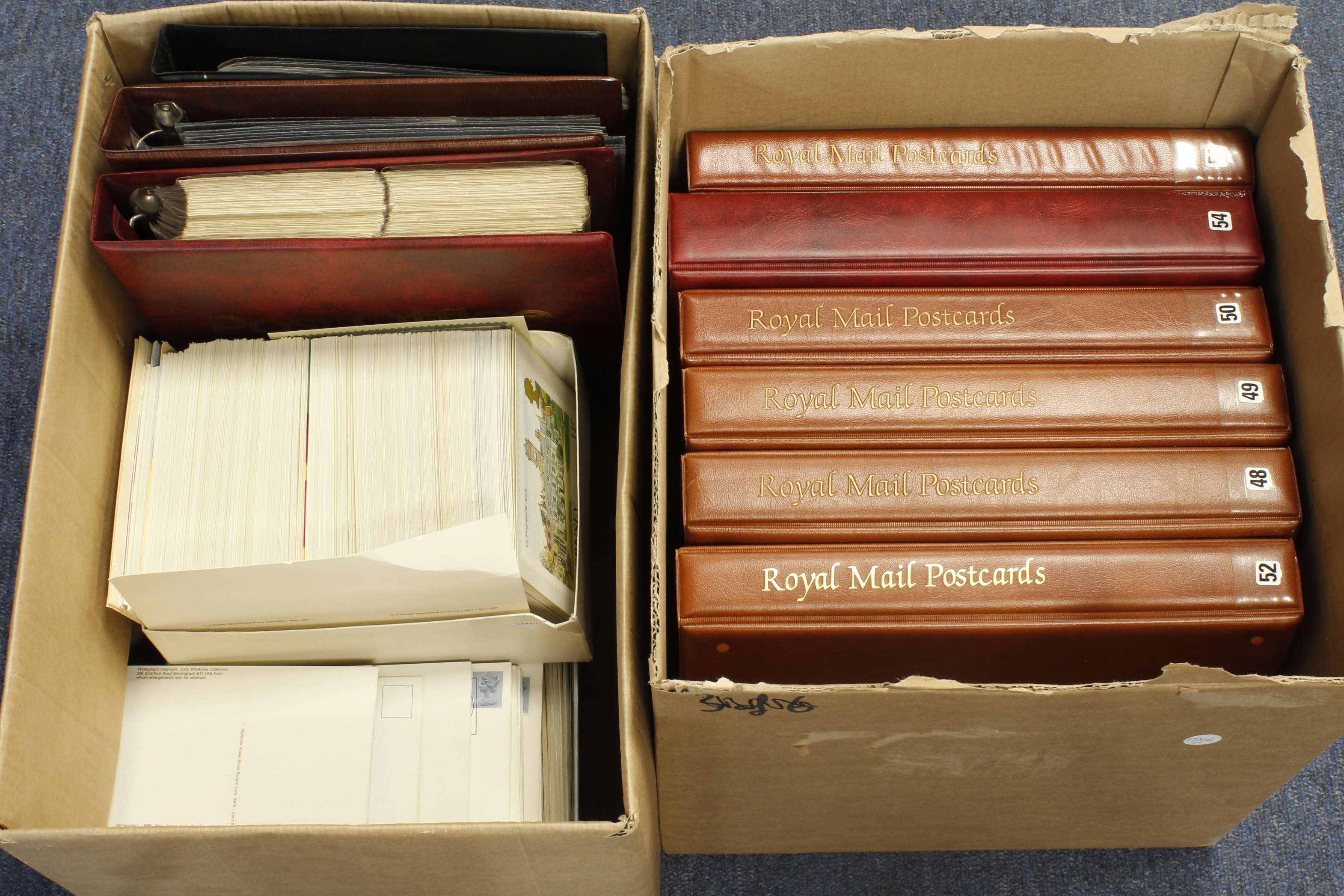 GB - large collection of mint and used PHQ Cards in Royal mail binders and loose. Housed in two