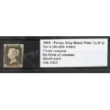 GB - 1840 Penny Grey-Black Plate 1a (F-I) Var.d. (double letter) three margins, no thins or creases,