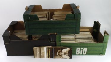 Small banana boxes packed with loose old postcards (1000's) (3)