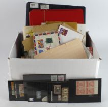 Small white box of British Commonwealth material, 3 stockbooks and a binder plus loose covers and