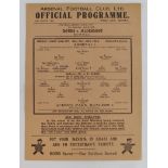 Football programme Arsenal v QPR 18th Match 1944 F/L South Cup single sheet