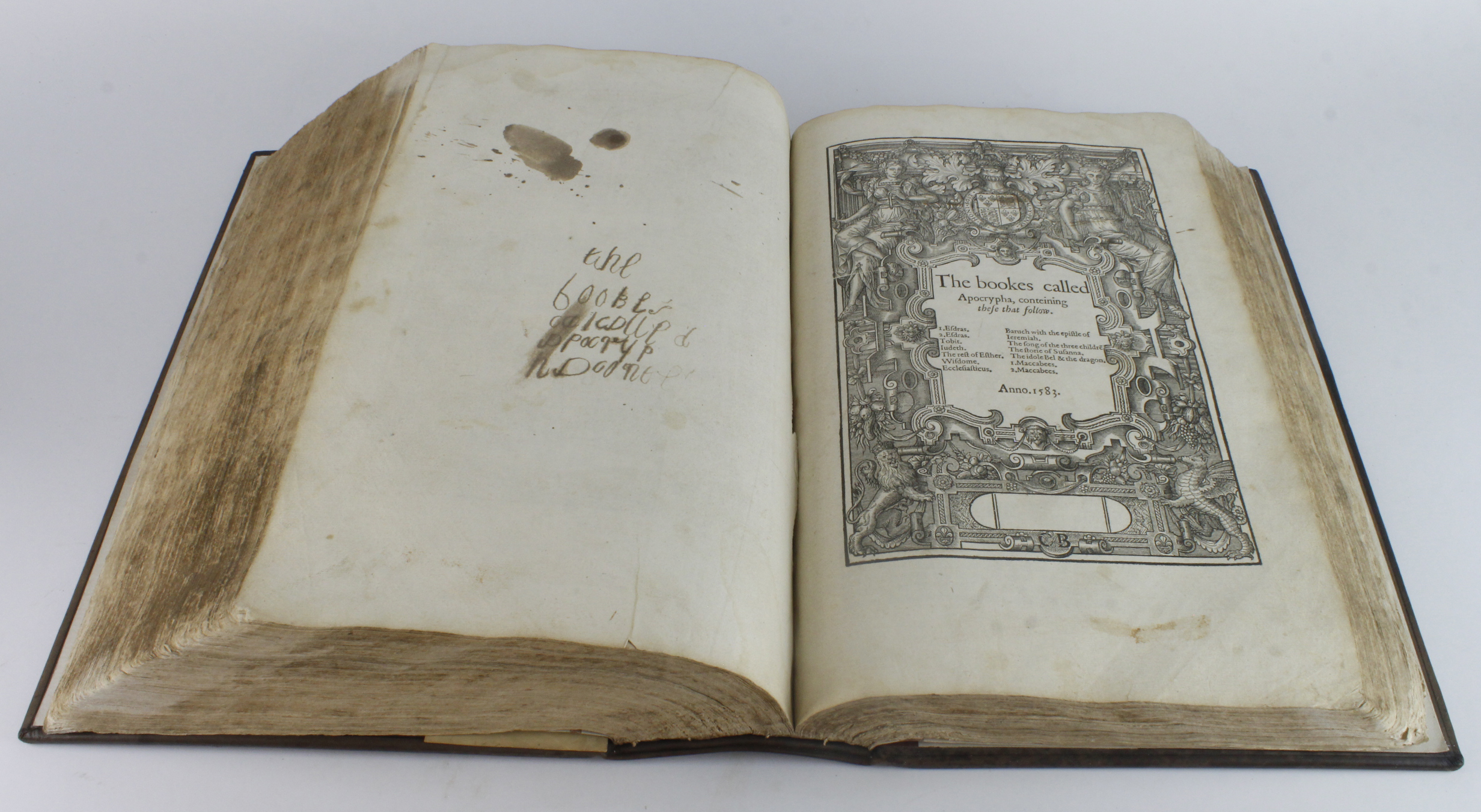 Geneva Bible, Imprinted by Christopher Barker, circa 1583, lacking title (volume starts Aiii), New - Image 3 of 4