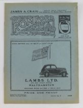 Football programme - Romford FC v Fulham 4th Sept 1937 Friendly