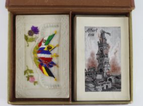 Silk embroidered postcards, tidy lot (approx 10)