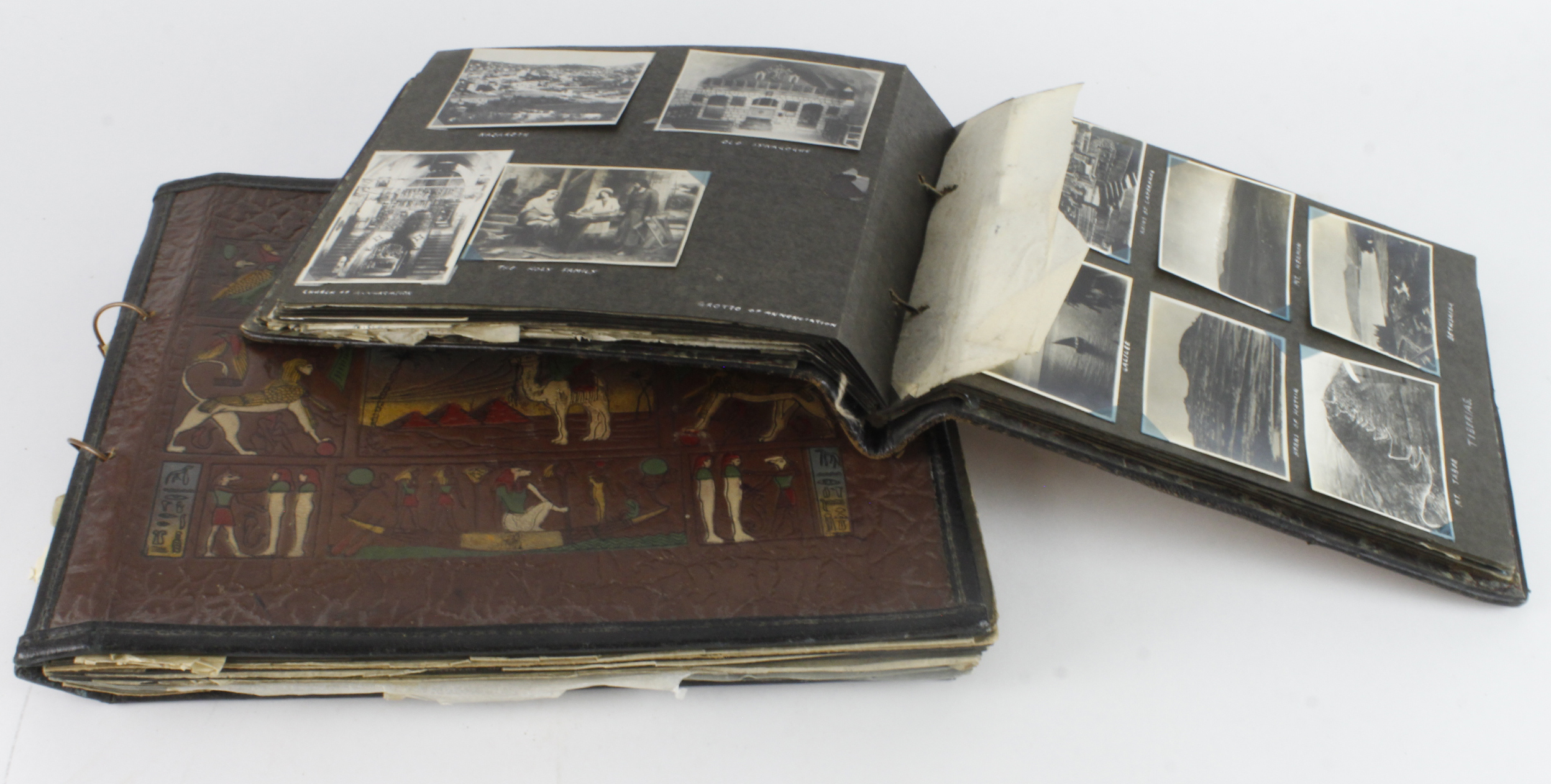 Photograph albums. Two Egyptian style albums, containing numerous black & white photographs, areas