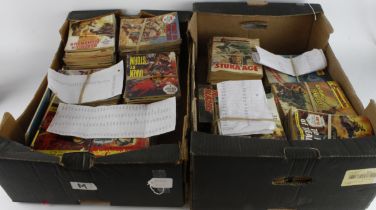 War Pocket Library Books. Two banana boxes of mostly War pocket library books, including Commando (