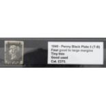 GB - 1840 Penny Black Plate 5 (T-B) four good to large margins, tiny thin, good used, cat £375