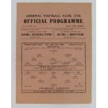 Football programme Arsenal v Charlton Athletic 20th Oct 1945 F/L South single sheet