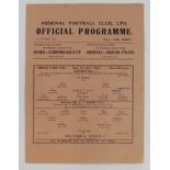 Football programme Arsenal v Swansea Town 6th Oct 1945 F/L South single sheet