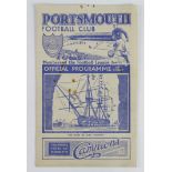 Football programme Portsmouth v Luton 20th Nov 1943 F/L South