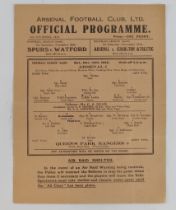Football programme Arsenal v QPR 13th Nov 1943 F/L South single sheet