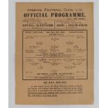 Football programme Arsenal v QPR 13th Nov 1943 F/L South single sheet