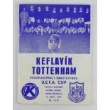 Football programme - Keflavik v Tottenham UEFA Cup 1st Rnd 1st Leg (A) 14th Sept 1971