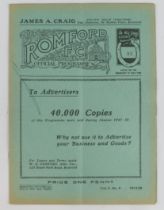 Football programme - Romford FC v Wealdstone 19th Nov 1938 Athenian League Divn 1