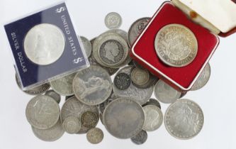 GB & World coins (53) 17th-20thC assortment, mixed grade, noted: Crown 1671 V. Tertio VG; Double-