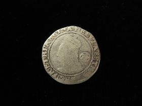 Elizabeth I hammered silver Sixpence 1581 mm. Latin cross, S.2572, 2.84g. Scratched Fair / Fine.