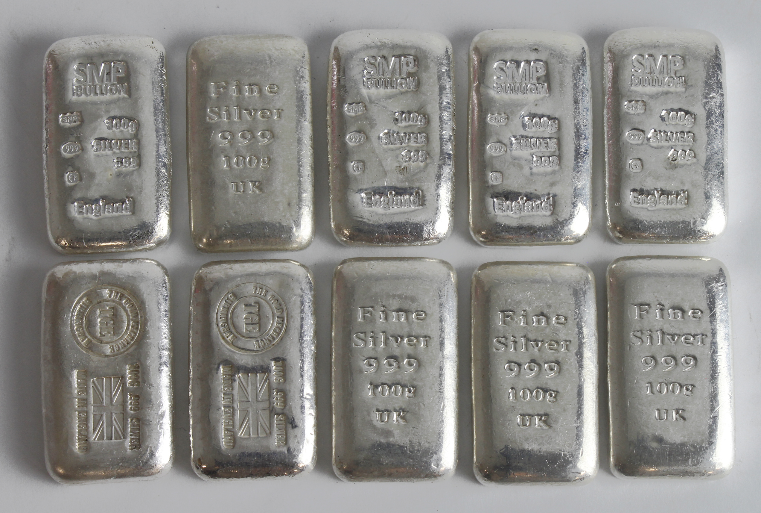 Silver 100g bars (10)