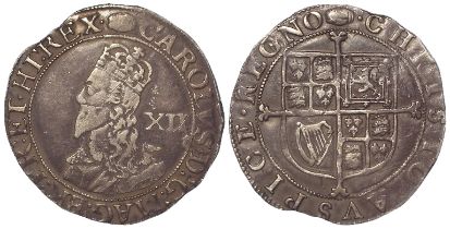 Charles I silver Shilling mm. tun, S.2794, 5.92g, GF/VF