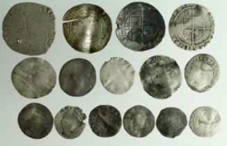 English hammered silver (15) assortment, mostly Elizabeth I, mixed grade.