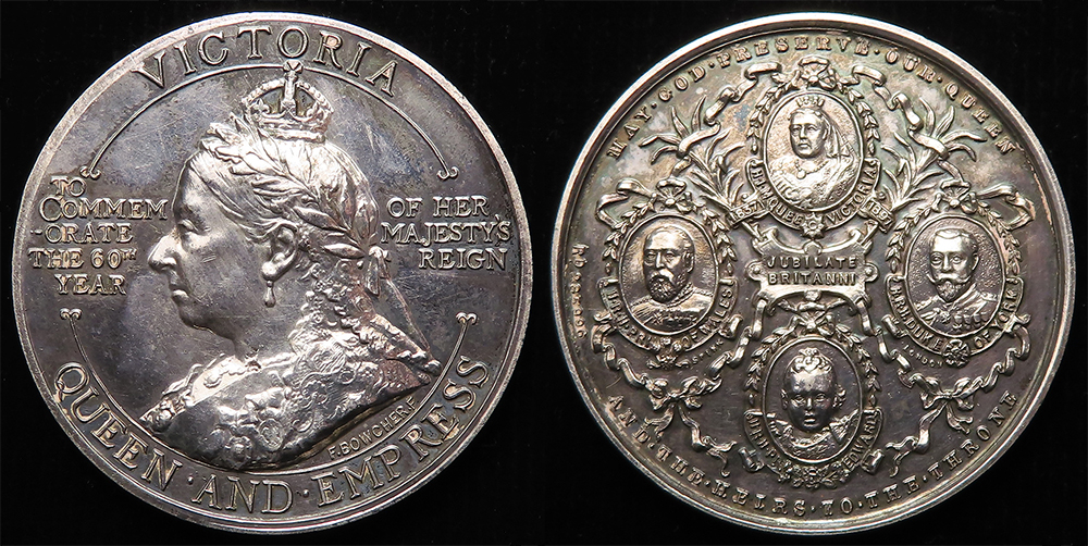 British Commemorative Medal, silver d.38mm, 24.80g: Diamond Jubilee of Queen Victoria 1897, four
