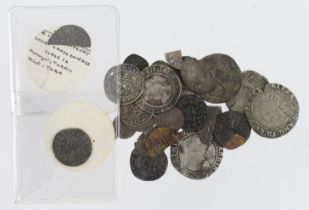 English hammered coins & fragments (31) mostly silver, mixed grade.