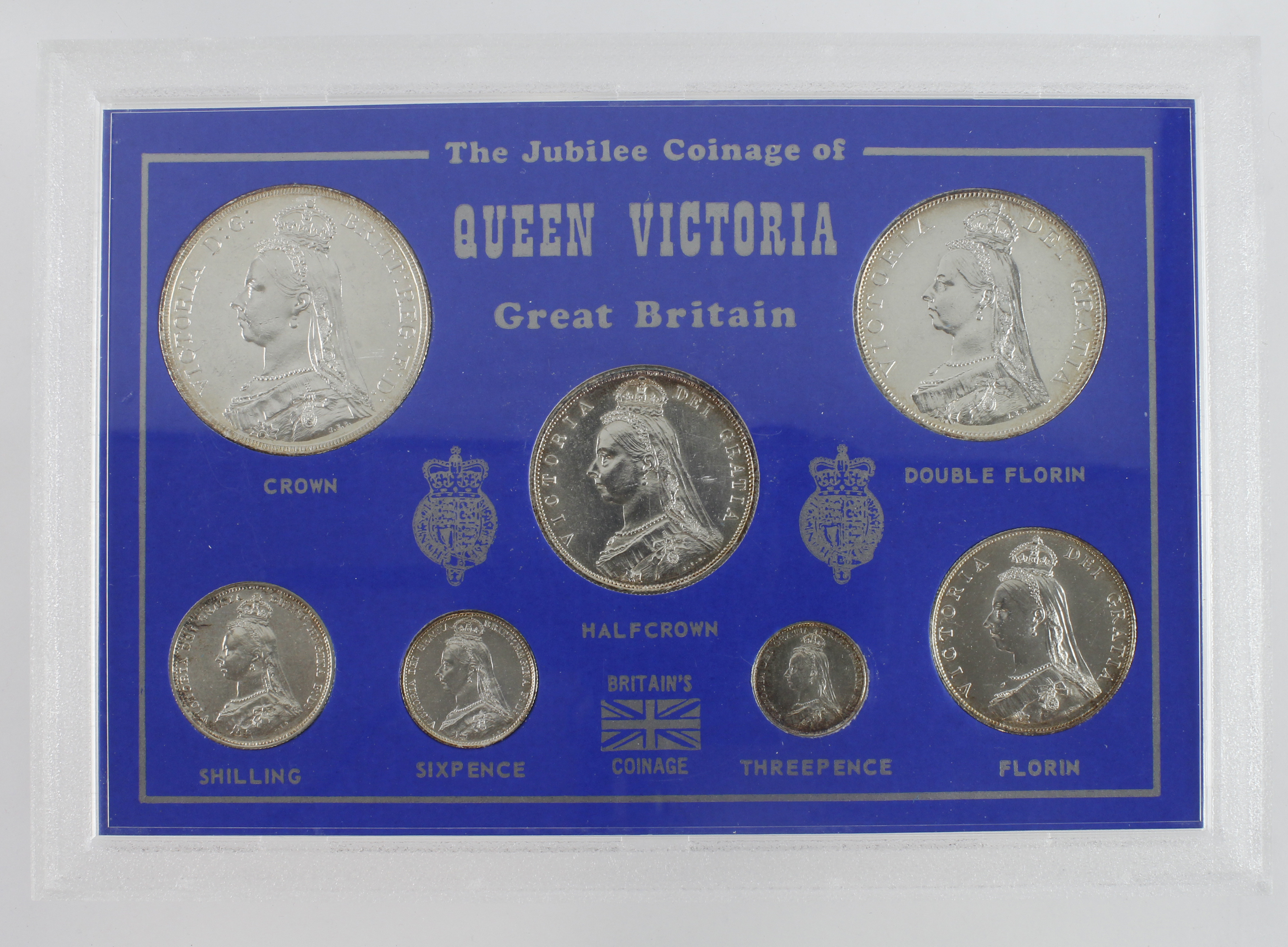 GB Silver (7) a set of Queen Victoria Jubilee head silver coinage 1887, Crown to Threepence (