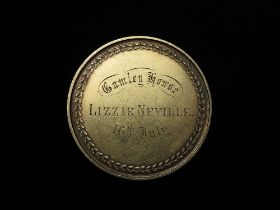 British School Medal, unmarked silver (faded gilding) d.51mm, 60.3g: Gumley House (Convent School,