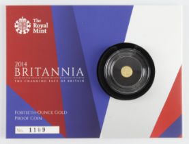 Britannia 40th of an ounce 2014. Proof FDC in the Royal mint card