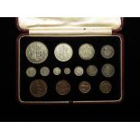 Proof Set 1937 (15 coins) Crown to Farthing, including Maundy set, nFDC with original case.