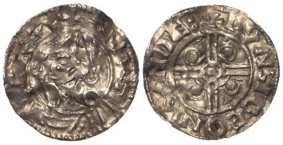 Anglo-Saxon silver Penny of Cnut, Pointed Helmet type (1024-1030), London mint, moneyer Wynsige. S.