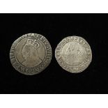 Elizabeth I hammered silver (2): Shilling mm. bell (1582-3) S.2577, VG/F, graffiti, and Sixpence