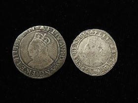 Elizabeth I hammered silver (2): Shilling mm. bell (1582-3) S.2577, VG/F, graffiti, and Sixpence