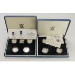 GB Royal Mint: Two sets of silver proof £1 coins: 1988-1991 aFDC cased with certs and sleeve, and