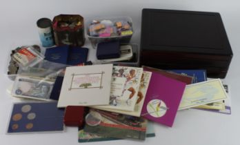 GB & World coins, sets, medallions, predecimal, banknotes, tokens and accessories; a stacker box