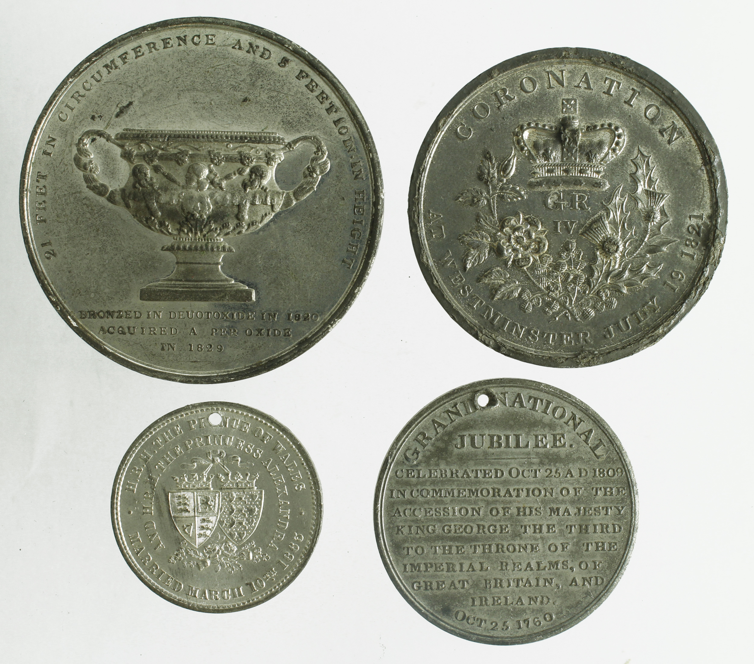 British Commemorative Medals (4) white metal d.31-52mm, various 18th-19thC. - Image 2 of 2