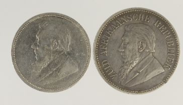 South African (2) silver: 2&1/2 Shillings 1897 VF, and 2-Shillings 1894 Fine.