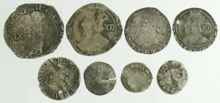 English hammered silver (8) assortment, mostly Charles I, mixed grade.