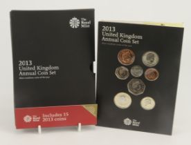 Annual Coin Set 2013 (fifteen coins) BU in the Royal mint folder with booklet and sleeve.